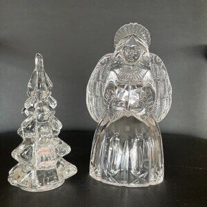 Vintage Glass Angel and Tree Candle Holders